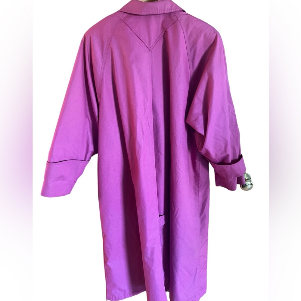 Vtg London Fog Trench Coat Made In The USA Womens Pink lined Long Coat Size 12 - Picture 3 of 14
